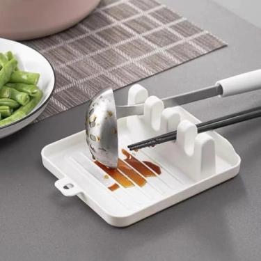 Imagem de Kit 2 Apoio Colher Tampa Panela Multiuso Silicone Cozinha