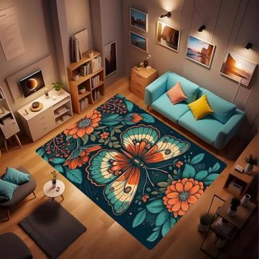 Imagem de Tapete impresso simples, elementos de borboleta de desenho animado, tapete de entrada de boas-vindas antiderrapante, decoração de entrada de chão, adequado para quarto, sala de estar, estudo, tapete