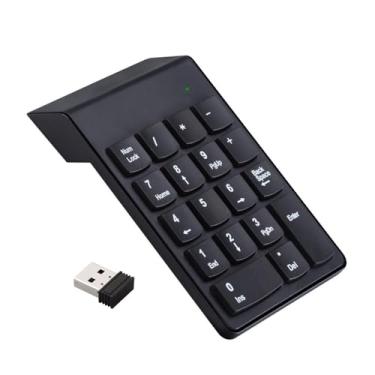 Imagem de ZEZEFUFU Teclado numérico USB sem fio, portátil, 2,4 GHz, extensões, 18 teclas para laptop, PC, desktop