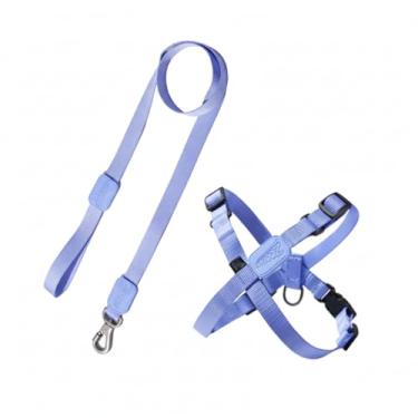 Imagem de Genérico Peitoral Ajustável em X com Guia para Cães, Violeta, Borracha, Tamanho P, Design H, 120cm
