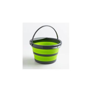 Imagem de Balde Dobrável Multiuso Redondo, 23 Litros, Plástico e TPR, 39cm Diâmetro x 23cm Altura, Portátil, Cores Sortidas