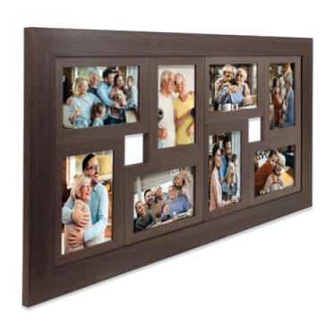 Imagem de Painel Quadro Multifotos Com Vidro 8 Fotos 10x15cm Para Parede- Painel Decorativo para Parede(Tabaco)