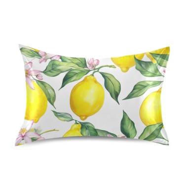 Imagem de Aquarela Limões Amarelos King Queen Travesseiros Padrão Chinelos Cetim Cool Fronhas Refrigerantes Casa Living Bedding King Size 101.6 cm x 50.8 cm