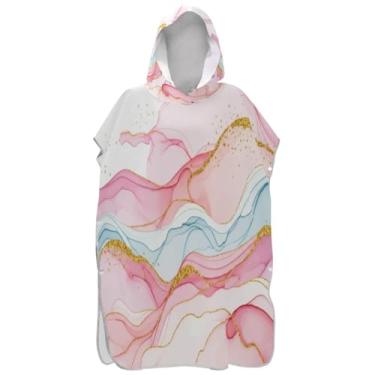 Imagem de Joisal Poncho de surfe para mudança de roupão de praia com capuz toalha floral plus size homens mulheres poncho com capuz arte pastel rosa dourado