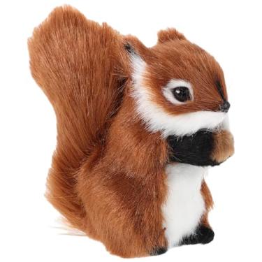 Imagem de jojofuny Esquilo de Pelúcia Realista para Decoração, Miniatura de Animal de Pelúcia para Decoração de Casa Mesa. Marrom.