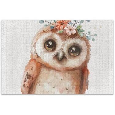 Imagem de Quebra-cabeça de pintura de coruja fofa, 500 peças, decoração de arte para adultos, pintura, quebra-cabeças difíceis, presentes para amantes de quebra-cabeças
