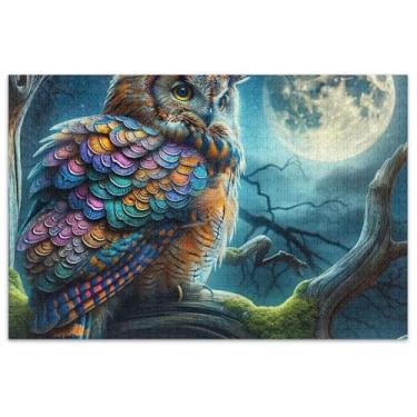 Imagem de Quebra-cabeça de coruja mágica com escamas de sereia lua, 1000 peças para adultos, presentes tecnológicos, quebra-cabeças difíceis, arte colorida