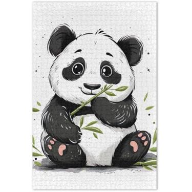 Imagem de Urso panda fofo quebra-cabeça de 1000 peças para adultos, brinquedo de arte, divertido para adultos, quebra-cabeça, presente, 75 x 40 cm