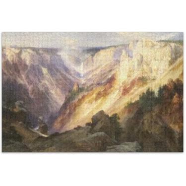Imagem de Quebra-cabeça Moran Thomas Grand Canyon Yellowstone adultos 1000 peças arte animal pintura a óleo família divertidos quebra-cabeças engraçados presentes de jogo de quebra-cabeça, 75 x 40 centímetros