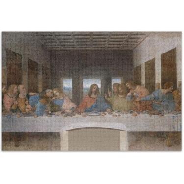 Imagem de Da Vinci Last Supper Prints Quebra-cabeças de 1000 peças para adultos impressão de paisagem personalizada divertida família jogo de quebra-cabeça presentes tecnológicos, 75 x 40 centímetros