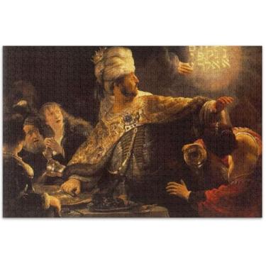 Imagem de Quebra-cabeça Rembrandt Belshassar's Feast 1000 peças para adultos decoração de arte de paisagem personalizada presentes masculinos exclusivos presentes de elefante branco engraçado, 75 x 40