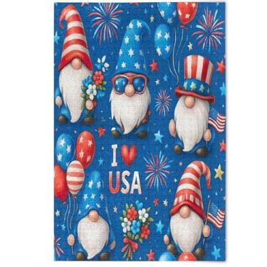 Imagem de Quebra-cabeça fofo de gnomo dos EUA, vermelho, azul, 500 peças, presentes de elefante branco, presentes legais para adultos, pintura de belas artes, decoração de casa, 500 peças, 52 x 37,8 cm