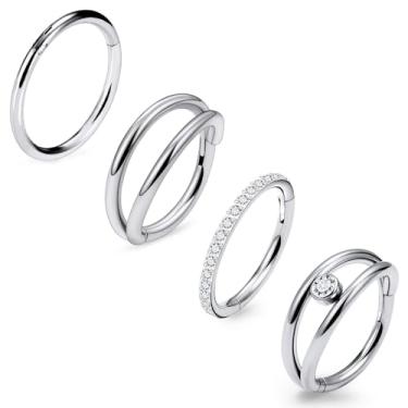 Imagem de Kadogohno F136 titânio 20/18/16G 8/10 mm concha septo nariz argola piercing joias tragus cartilagem helix daith torre brincos para mulheres pequeno infinito fino corpo feminino clicker hipoalergênico