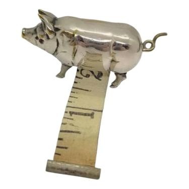 Imagem de Bothyi Mini fita métrica em forma de porco antigo, estatueta de cobre, ferramenta compacta para medir tecidos e tricô.