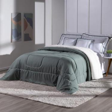 Imagem de Edredom sherpa dupla face refilado SOLTEIRO, QUEEN e KING. (Verde Militar, Q)