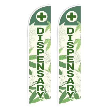 Imagem de Bandeira de dispensário - Bandeira de pena de dispensário durável - Apenas bandeiras Swooper - Conjunto de duas bandeiras publicitárias para promoção de negócios e eventos 3,7 m x 8 m (mastro não