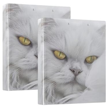 Imagem de Lazy Cat Cute Close Up Art Fichários de 3 cm com 3 anéis para guardar 200 folhas, pastas fofas para cadernos, fichário redondo, 31,5 x 27 x 6 cm, 1 pacote