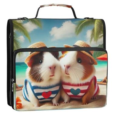 Imagem de Fichário escolar com 3 anéis de porquinho-da-índia com zíper e alça de ombro removível