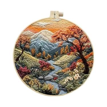 Imagem de Kit De Bordado À Mão Para Iniciantes Cores Mistas Paisagem De Montanha