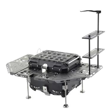 Imagem de Caixa traseira universal de alumínio para motocicleta com forro de couro, proteção de montagem de 45 L, porta-malas de mesa simples com fechadura, preto, prata, dois