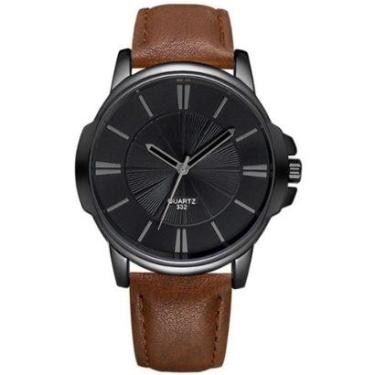 Imagem de Relogio Masculino Analógico Com Pulseira De Couro Resistente A Agua Quartz-Masculino