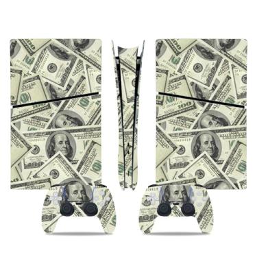 Imagem de Película de decalque para disco Ps5, capa adesiva de vinil de corpo inteiro para console e controle PlayStation 5 (edição de disco PS5, Blue Lightning) (Dólar, PS5 Slim Digital)