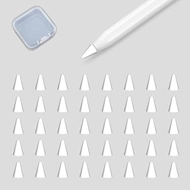 Imagem de AmberVec Pacote com 40 capas de ponta para Apple Pencil 2ª geração e 1ª geração, compatível com ponta de Apple Pencil, capa antiderrapante com pontas de Slicone de resistência média, branca