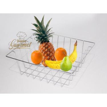 Imagem de Cesto Avulso Aramado Cromado Multiuso Para Fruteiras Frutas + 1 Par De