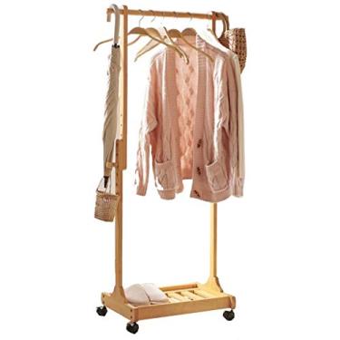 Imagem de Cabide de chão de madeira maciça para armazenamento prático (52,5 X 38,5 X 132 cm) (Cor: A) (B)