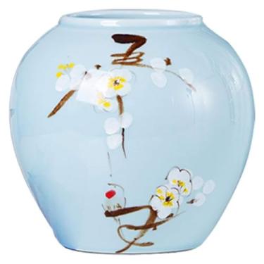 Imagem de Vaso decorativo de cerâmica clássica flor de ameixa branca para decoração, arte, casa, casa, sala de estar, quarto, escritório, mesa, decoração de casa (grande)