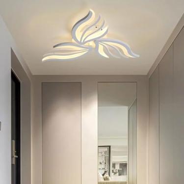 Imagem de Luminária de teto LED moderna em formato de flor com 15 chamas, dimerizável, 145W, ideal para sala de estar, quarto, cozinha, sala de jantar e corredor (branca, 3 chamas).