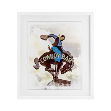Imagem de Stupell Industries Placa de bar caubói com impressão emoldurada branca sob o vidro por Jerry Cowherd, 53 x 43 cm