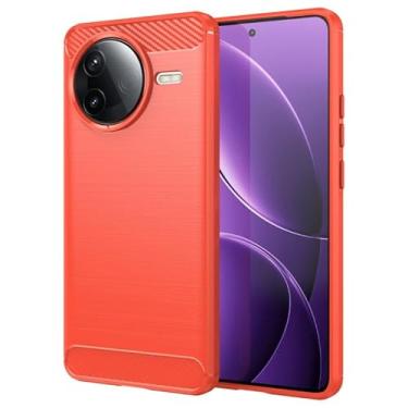 Imagem de Capa Para Xiaomi Poco F7 Pro 5G (Tela 6.67) Carbon Fiber Leve Fina Maleável (Vermelho)