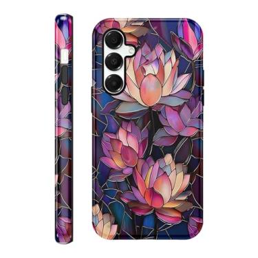 Imagem de RUMDEY Capa floral para Samsung Galaxy A16, capa de telefone elegante e brilhante com camada dupla + capa de telefone de silicone para mulheres e homens, capa protetora de telefone à prova de choque