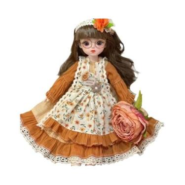 Imagem de Boneca Princesa BJD De 30cm Com Cabelo Longo, Brinquedo Articulado Par