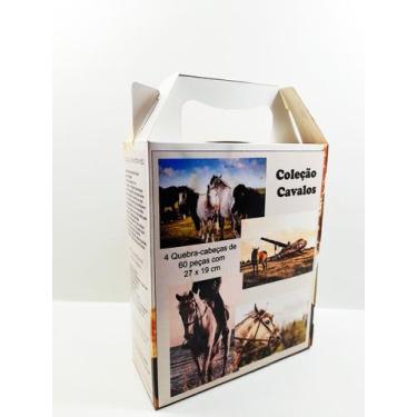 Imagem de 4 Quebra-Cabeça Cognitivo Reabilitação Idosos Cavalos 24 pc - Coleção 