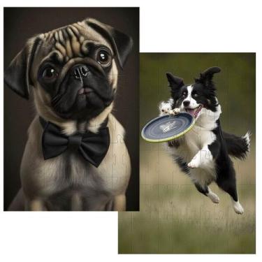 Imagem de Kit 2 Quebra-Cabeças Cognitivos Doguinhos 60 peças - Coleção TEA