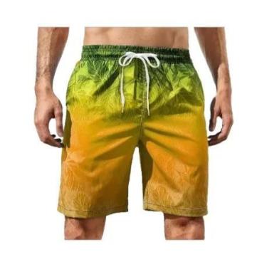 Imagem de Bermudas Masculinas Coloridas Com Estampa Gráfica Em Gradiente, Impres