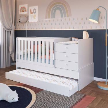 Imagem de Berco Multifuncional 3 Gavetas com Cama Auxiliar Cube Completa Moveis