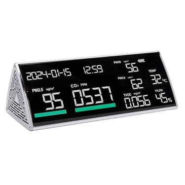 Imagem de Asixxsix 9 em 1 monitor de qualidade do ar interior, Testador de Qualidade do Ar Desktop da Tela LED de 9 polegadas, CO2 TVOC PM2.5 PM1.0 PM10 Temperatura Umidade Tempo Data Display