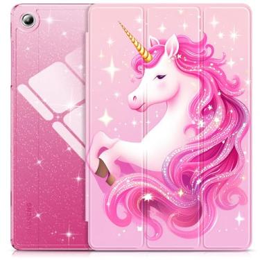Imagem de INFILAND Capa para Samsung Galaxy Tab A11+Plus/A9+ Plus 11 polegadas (2023/2025), capa protetora para tablet com glitter e parte traseira transparente [despertar/dormir automaticamente] para meninas e