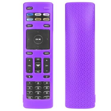 Imagem de Capa protetora para controle remoto VIZIO XRT-136, capa de silicone antiderrapante à prova de choque, capa remota com cordão (Roxo)