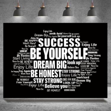 Imagem de Cenário inspirador de 2,1 x 1,5 m, fundo motivacional positivo temático preto e branco para tapeçaria de parede, cenário fotográfico, faixa inspiradora de decoração de festa de aniversário para sala