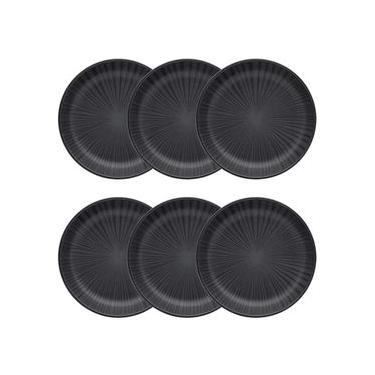 Imagem de Jogo de 6 Pratos Fundos Oxford Flat Ônix Preto 20,5cm