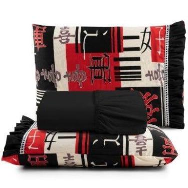 Imagem de Jogo de Lençol Queen Com Detalhe de Babado Algodão 180 Fios 03 Peças -