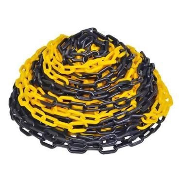 Imagem de 10 Metros Corrente Zebrada Elo Grande Sinalização P Pedestal Cor Preto