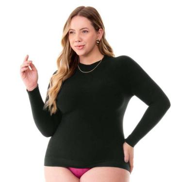 Imagem de Blusa Segunda Pele Manga Longa Sem Costura Preta - Básicos, U