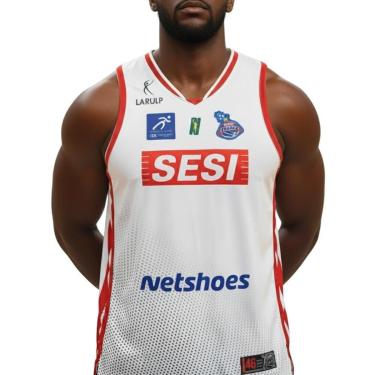 Imagem de Regata Larulp Sesi Franca Basquete Torcedor Branco e Vermelho - Masculino G2-Masculino