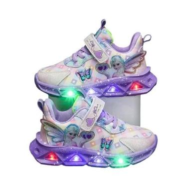 Imagem de Tênis Esportivos Para Crianças Com Luzes LED Da Princesa Elsa Frozen E