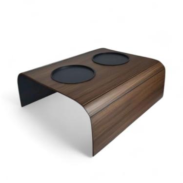 Imagem de SofaCup Duo, Suporte para Copos de Braço de Sofá em MDF, 2 Porta-Copos Pretos, Ideal para Sala de TV (Marrom escuro)